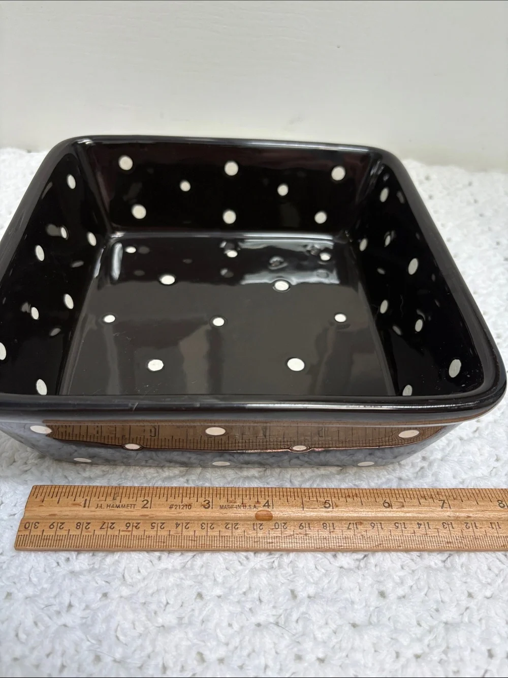 Temp-Tations Presentable Ovenware by Tara Black Polka Dot Ceramic Baking Dish !